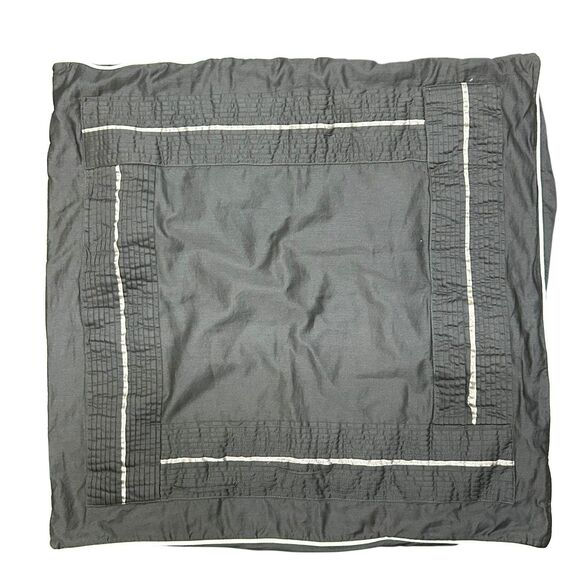 Croscill Home European Pillow Sham Grey Pleated Silver Stripe 24 x 24" Set of 2 - Picture 2 of 9